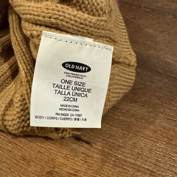 Beige Cable Knit Beanie Hat with Hot Pink Pom Pom Barbie Core Preppy Warm Cozy - Picture 4 of 5